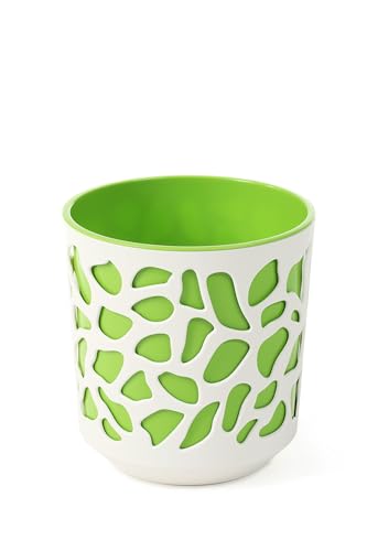 Lamela Blumentopf Duet in Creme, Durchmesser:19 cm, Farbe innen:Hellgrün