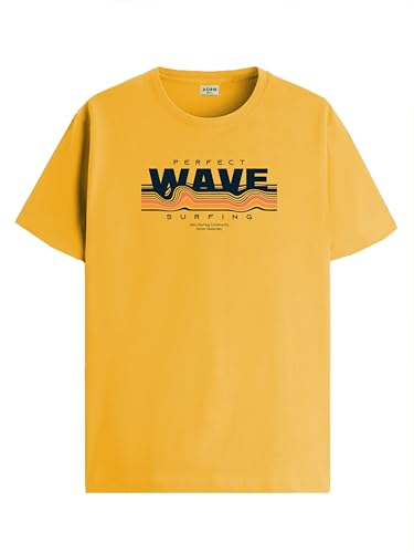 Image of ADRO Mens Printed T Shirt | The Super Soft Tshirt in India| Pure Cotton Lycra Breathable Fabric| 4 Way Stretch smart tech Fabric| Round Neck T-Shirt (Also in Plus Size) RN25-ST-WAVE-NB