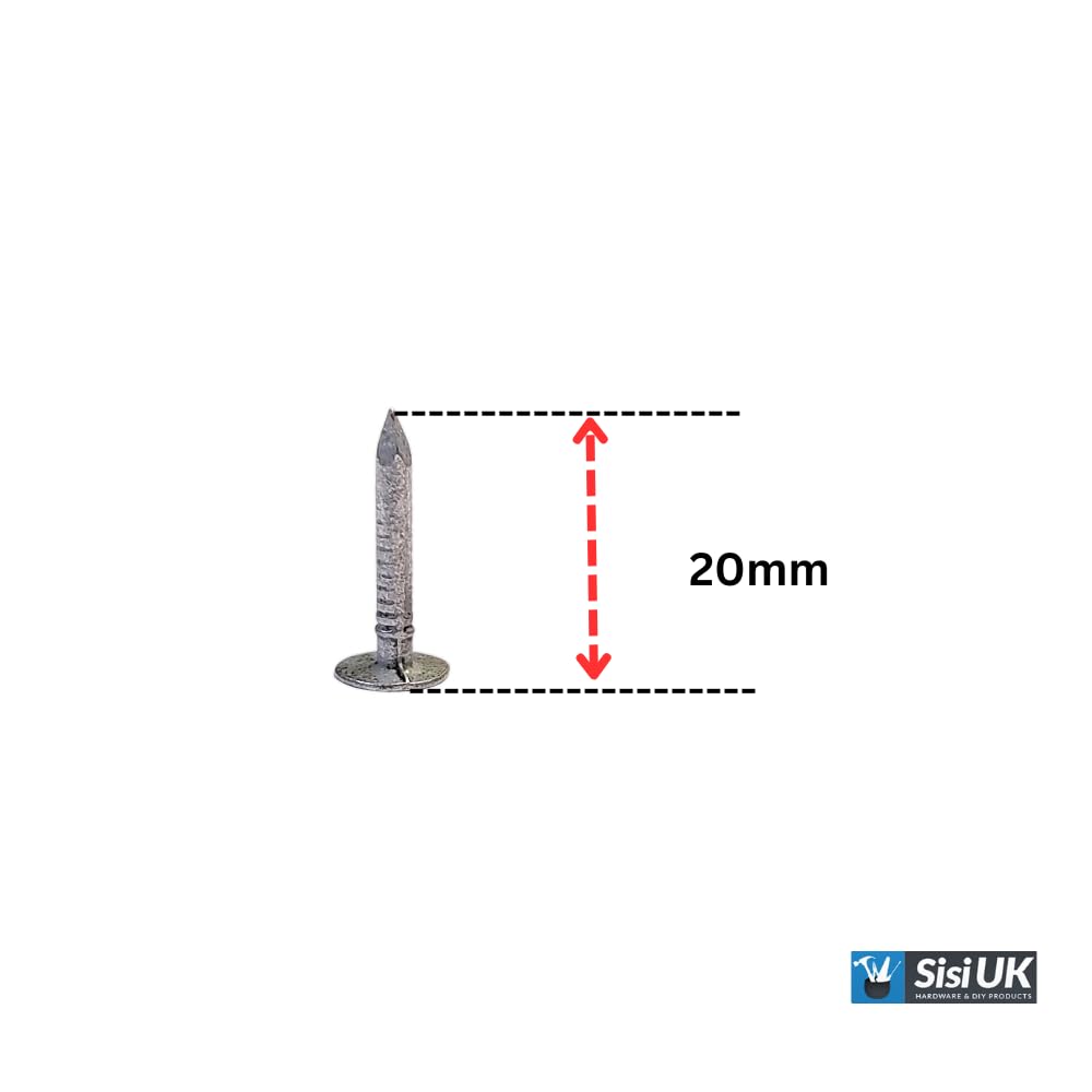 20mm Galvanised Clout Fasteners for Roofing Felt & Shed Roof, Wide Head Steel DIY Woodwork 100g Pack - Image 2