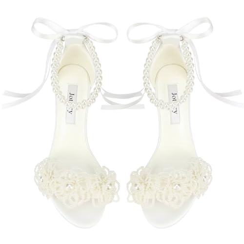 Pearl Wedding Heels Block Heel Wedding Shoes for Bride Open Toe Bridal Shoes Chunky Heeled Sandals2