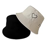 Poetry Bucket Hat for Women Double Side Embroidery Black Beige Bucket Hats Summer Beach Sun Hats