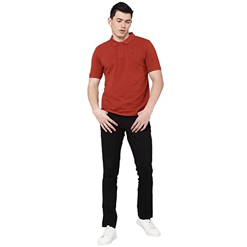 Image of Wrangler Men Brick Red Solid Regular Fit T-Shirt