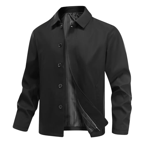 Allthemen Blouson Décontractée Homme Couleur Uni Vest de Transition Ample Boutonné Jacket Léger Coupe-Vent Sport Noir XXL