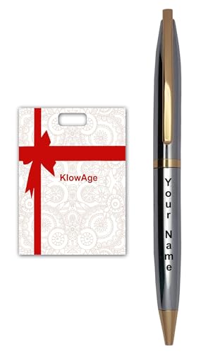 Image of Personalized Pen Saint Stainless Steel Gold Trim Ball Pen with Gift Bag