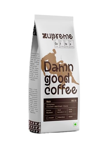 Image of Zupreme Premium Coffee Noir Blend 90:10 | Arabica Robusta Coffee Beans | Medium to Dark Roast | Bold Yet Smooth | Freshly Roasted | Ideal for Espresso & Milk Coffee | 500 Grams