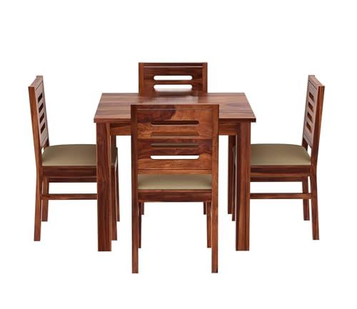 Image of AS Arts Sheesham Wood Dining Table Set of 4 | Dining Set of 4 Seater Wooden | Solid Wood Dining Set with Chair | Honey Finish