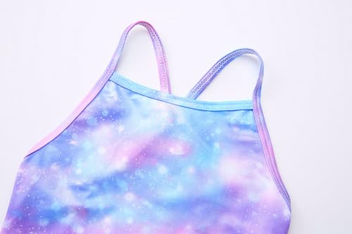 Image of Girls' Sparkle One-Piece Swimsuit 4-12Y Adjustable Crossback Straps Shimmer Bathing Suit for Beach Pool