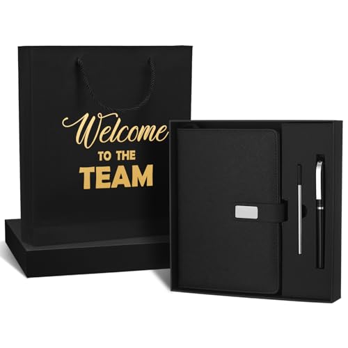 Sayglossy New Employee Welcome to The Team Gift Sets Notebook and Pen Welcome to The Team Box Employee Appreciation Gift Sets for New Office Worker(Black)