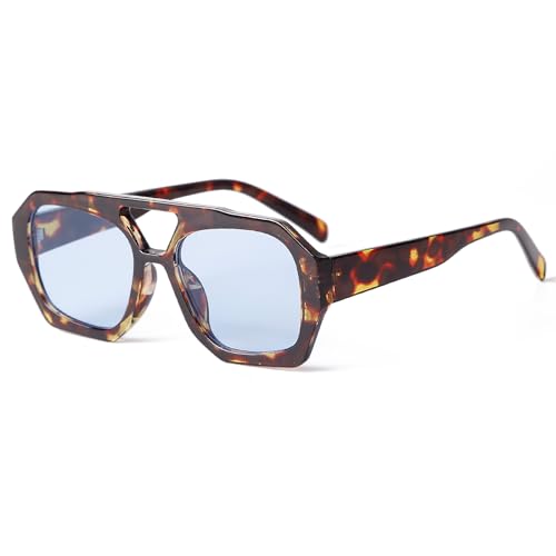 Image of ADE WU Rectangle Sunglasses for Women Men Retro 90s Sunglasses Trendy Black Tortoise Shell Glasses Y2K