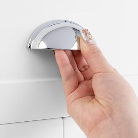 ASKANO Pack of 20, 3 Inch Hole Centers, Polished Chrome Bin Cup Kitchen Cabinet Pull Handle ZP2403 | Solid Hardware for Drawer, Dresser, Bathroom, Vanity, Furniture Door, Cupboard, Bedroom, 3" Cover