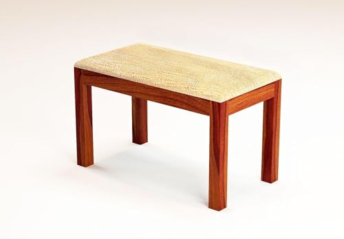 Image of Solid Sheesham Wood Cushioned Living Room Benches, Wooden, Upholstered Wooden Seating Bench for Home & Office l