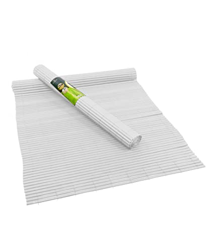 BESCH Valla Protección Visual de PVC 1.5mx3m Doble Cara - Estera de Privacidad Cañizo PVC Protección contra Viento para Jardín, Balcón, Terraza (Blanco)