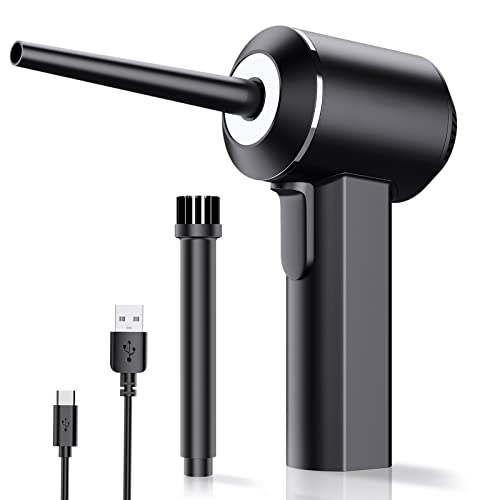 MECO Cordless Compressed Air Duster, 45000 RPM Electric Air Blower for Computer Keyboard Electronics Cleaning with LED Light, Two Gears Adjust, Rechargeable Battery, Replaces Compressed Air Cans
