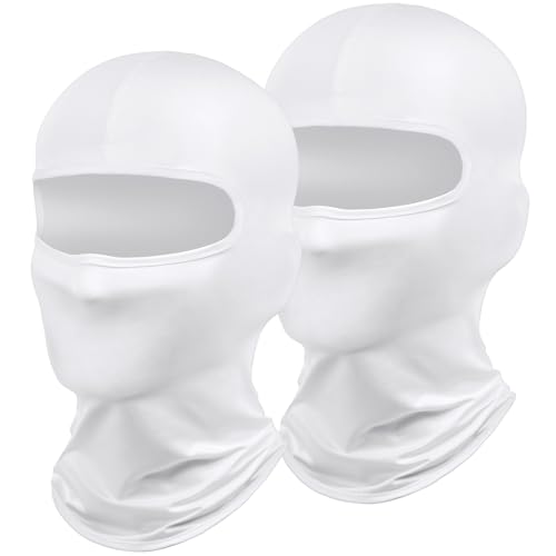 DiULi Máscara de Pasamontañas, Balaclava Hombre, Transpirable, Bufanda para Motocicleta, Bufanda de Verano para el Cuello, Protector UV, Máscara de Esquí Multifuncional, Anti Viento (Blanco-2pcs)