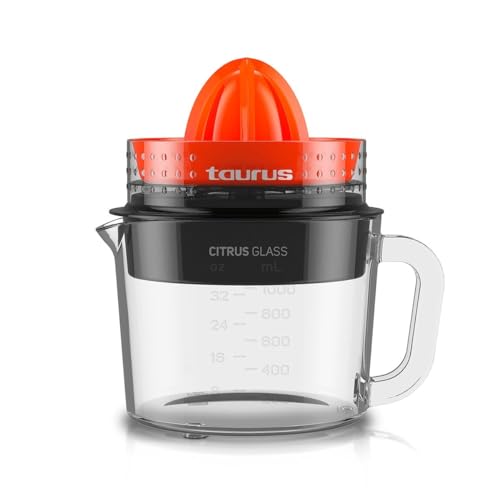 Taurus Citrus Glass Exprimidor, Rotación de Doble Sentido, 30 W, 1 Liter, 0 Decibelios, Plástico, Multicolor
