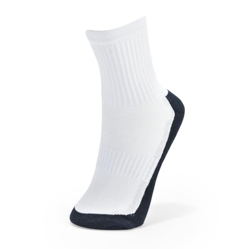 Kass & Smith 4 pairs High Cotton Crew socks for men and women | Running Casual Soft Moisture Wicking Breathable Cushioned White/Blue- Pack of 4