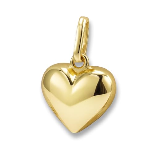 CLEVER SCHMUCK Pendentif petit cœur en or 8 mm Brillant (légèrement bombé des deux côtés) OR VÉRITABLE 333