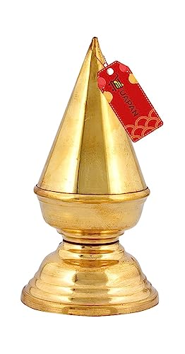 Image of UAPAN Temple Kalash / 2 Steps / 7 inchi Hight Approx /Pure Brass Orginal Vrindawani /jaini /Kalashi Brass Kalash