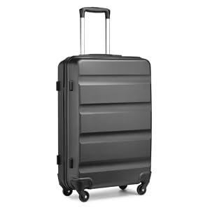 Kono Valise Grand Rigide en ABS+PC avec 4 roulettes Pivotantes et Serrure TSA, Noir, 28"