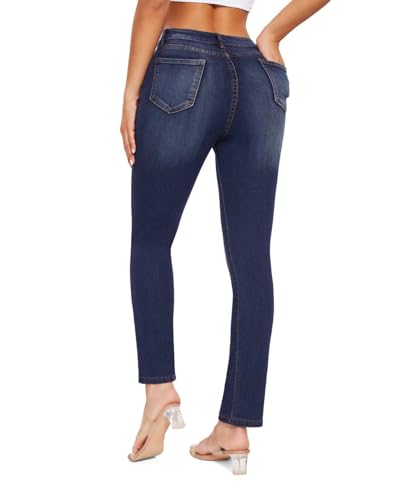 KIWI RATA High Waisted Jeans with Pockets, Boyfriend Butt Lifting Stretch Jeans, Casual Denim Skinny Y2K 90s Pants3