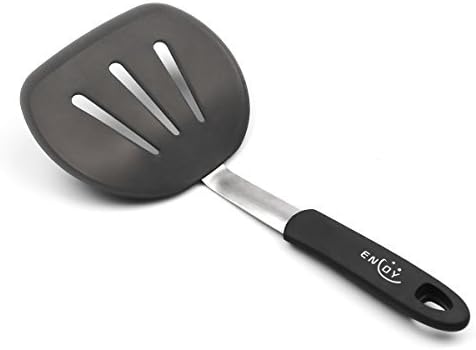 Silicone Pancake Spatula, Wide Flexible Silicone Turner for Non Stick Cookware, Round Pancake Flipper Spatula Heat Resistant Cooking Turner with Stainless Steel Handle BPA Free for Flipping Pancakes