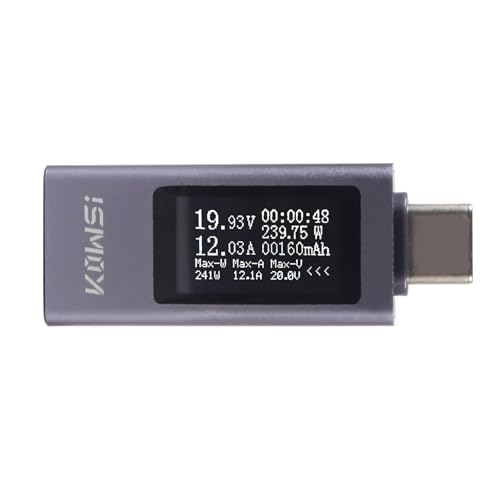 Image of USB C Tester Power Meter Digital Multimeter 4-30V 0-12A LCD Display Type C Voltage Current Tester Monitor, Working Time Ammeter Voltmeter USB Cable Charger Detector, Power Bank Capacity Detector