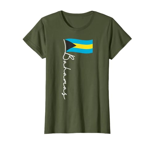 Bahamas Flag Vacation Bahamian Pride Bahamas T-Shirt, Women, Olive Green, 3X-Large
