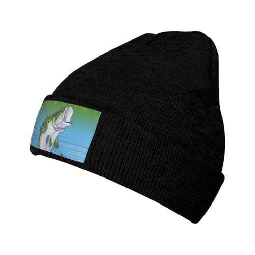 Migpkd Gorro unisex para pesca y saltos fuera del agua, para hombres y mujeres, gorro de punto de invierno, gorro cálido con puños, a la moda, Negro, Talla única