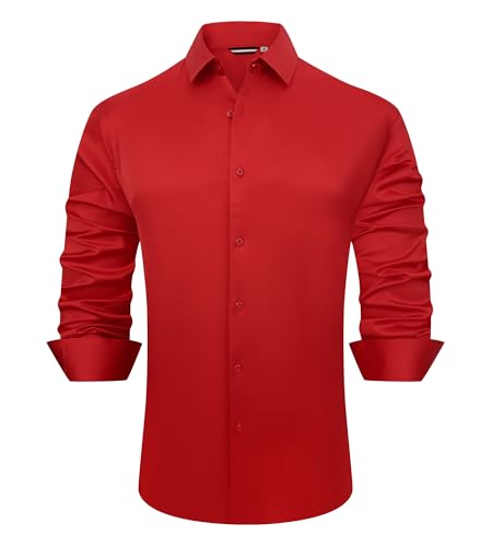 Alex Vando Mens Luxury Satin Dress Shirt Long Sleeve Silk Shiny Sateen Party Shirt