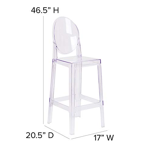 Flash Furniture Butaco Ghost con Respaldo Ovalado en Cristal Transparente miniatura 2
