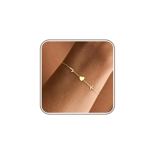 2026 Graduation Gifts - Initial Bracelets for Women Trendy Gold Bracelets with 2 Initials Best Friend Bracelet Letter J&K Adjustable Bracelet Birthday Anniversary Christmas Jewelry for Mom Granddaughter Friends