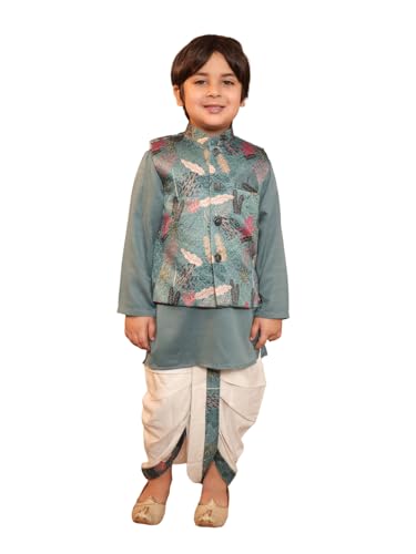 Image of AJ DEZINES Kids Ethnic Wear Kurta Waistcoat and Dhoti Pant for Boys