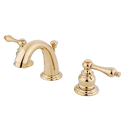 Kingston Brass KB912AL Victorian Mini Widespread Lavatory Faucet with Brass Pop-Up, Polished Brass,4-Inch Adjustable Center