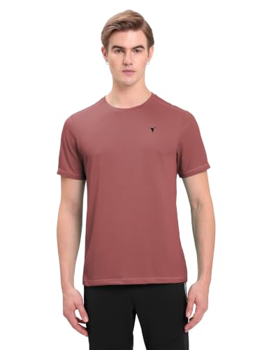 Image of TECHNOSPORT Men's Slim Fit Polyester Activewear Sports T-Shirt with Moisture-Wicking Comfort for Workout, Running & Gym