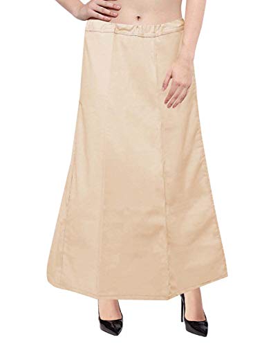Cotton Petticoat Stitched Adjustable Waist Inskirt Saree Underskirt Lining Sari Petticoat for Women Beige