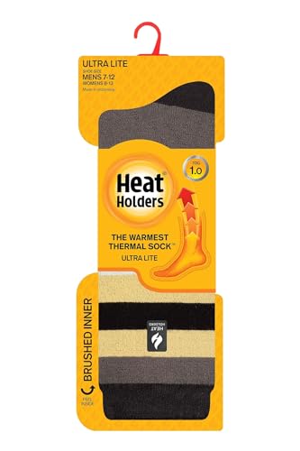 HEAT HOLDERS Men's Phillip ULTRA LITE™ Multi Stripe Crew Socks Charcoal/Red/Men's 7-122