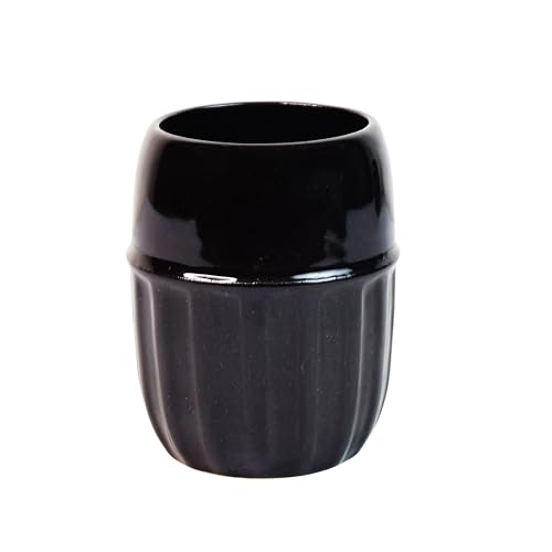 Image of Ceramic Bathroom Accessories Set for Utility and Bathroom Decor | Liquid Soap Dispenser, soap Tray, Toothbrush Holder (Exclusive Bathroom Set) (Black)