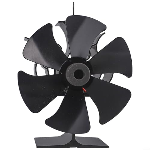 Besshepplo Ventilador de estufa de chimenea de 6 aspas, ventilador de horno de aluminio alimentado por calor para una distribución eficiente del calor del quemador de leña, funcionamiento silencioso