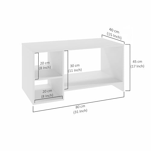 Image of FURNEASER Modern Engineered Wood Coffee Table with Open Storage Shelves | Wooden Center Table for Living Room, Sofa Area & Lounge | Multipurpose Tea Table with Storage (TLP - Exotic Teak & White)