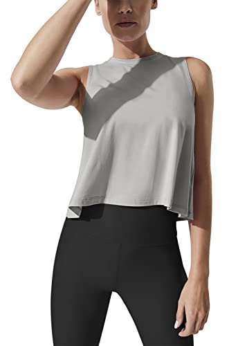 Image of Mippo Crop Tops for Women Womens Workout Tops Flowy Cropped Tank Tops Athletic Shirts