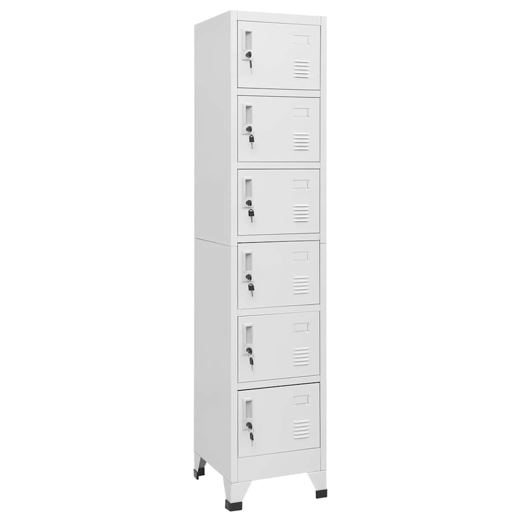 vidaXL Armoire à Casiers Classeur Meuble de Rangement d'Equipements de Sport Produits de Nettoyage Intérieur Bureau Gris Clair 38x40x180 cm Acier