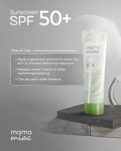 Image of MAMAMIAC Green Tea Sunscreen SPF 50+ Broad Spectrum UVA /UVB - 50ml | No White Cast, Skin Tanning, Hyperpigmentation | For Oily, Combination, Acne Prone Skin