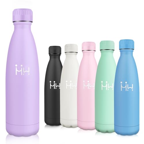 Motswedi Borraccia Termica, 500ml 18/8 Acciaio Inox, Bottiglia Termica, Senza BPA, Borraccia Acciaio Inox, 12 Ore/Freddo 24 Ore, Borraccia per Scuola, Sport, Campeggio, Yoga, Palestra, Viola Chiaro