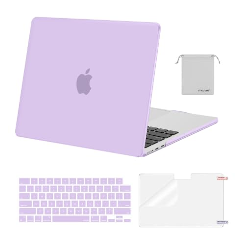 Image of MOSISO Compatible with MacBook Air 13 inch Case M5 2026 M4 2025 M3 M2 2024-2022 A3449 A3240 A3113 A2681,Hard Shell&Keyboard Cover&Screen Film&Pouch for MacBook Air 13.6 inch Case, Purple