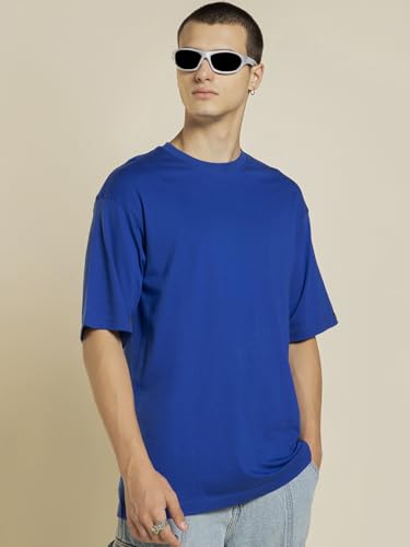 Image of Bewakoof X Streetwear Men's Blue Oversized T-Shirt