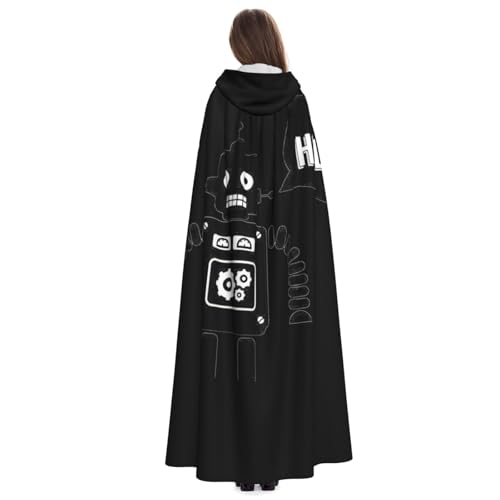 Cape de corbeau et sorcière avec capuche style robot noir