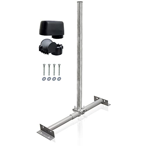 Premium X Dachsparrenmasthalter 100 cm Mast 48 mm feuerverzinkt SAT Sparrenhalterung für Satellitenschüssel verstellbar, Mastkappe mit Kabeldurchführung