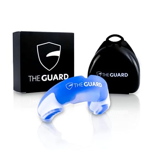 THE GUARD – Mundschutz für Kontaktsportarten jeder Art, inkl. Aufbewahrungsbox I Individuell anpassbar, BPA frei & geschmacksneutral I Sport Zahnschutz für Boxen, Kampfsport & Hockey I Blue/White