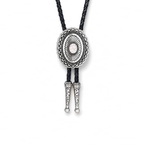 Image of Turquoise Bolo Tie for Men, Leather Braided Necktie Western Cowboy Bola Tie Costume Accessories for Men Women