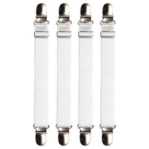 Gragengs Fixing Clip Non-Slip Boot Clip Garter Adjustable Elastic Belt Two-Way Stock Garter Multifunctional 4pcs (White) Cover